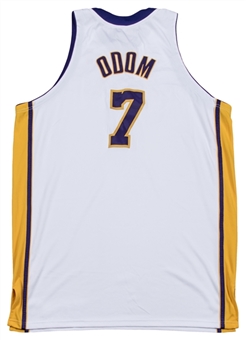 2007-2008 Lamar Odom Finals Game Issued Los Angeles Lakers White Jersey (Letter of Provenance) 